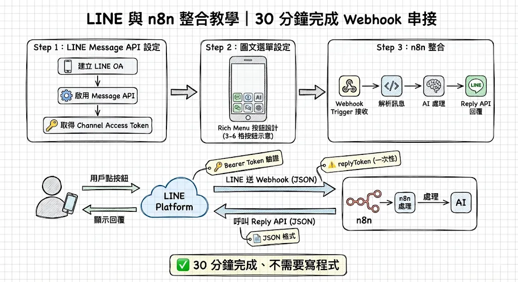 LINE 與 n8n 整合教學 — 30 分鐘完成 Webhook 串接